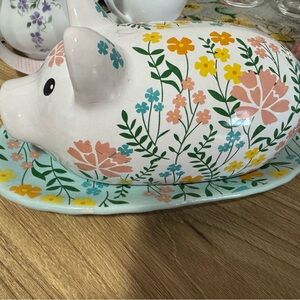 Floral Ceramic Piggy Bank - Multicolor